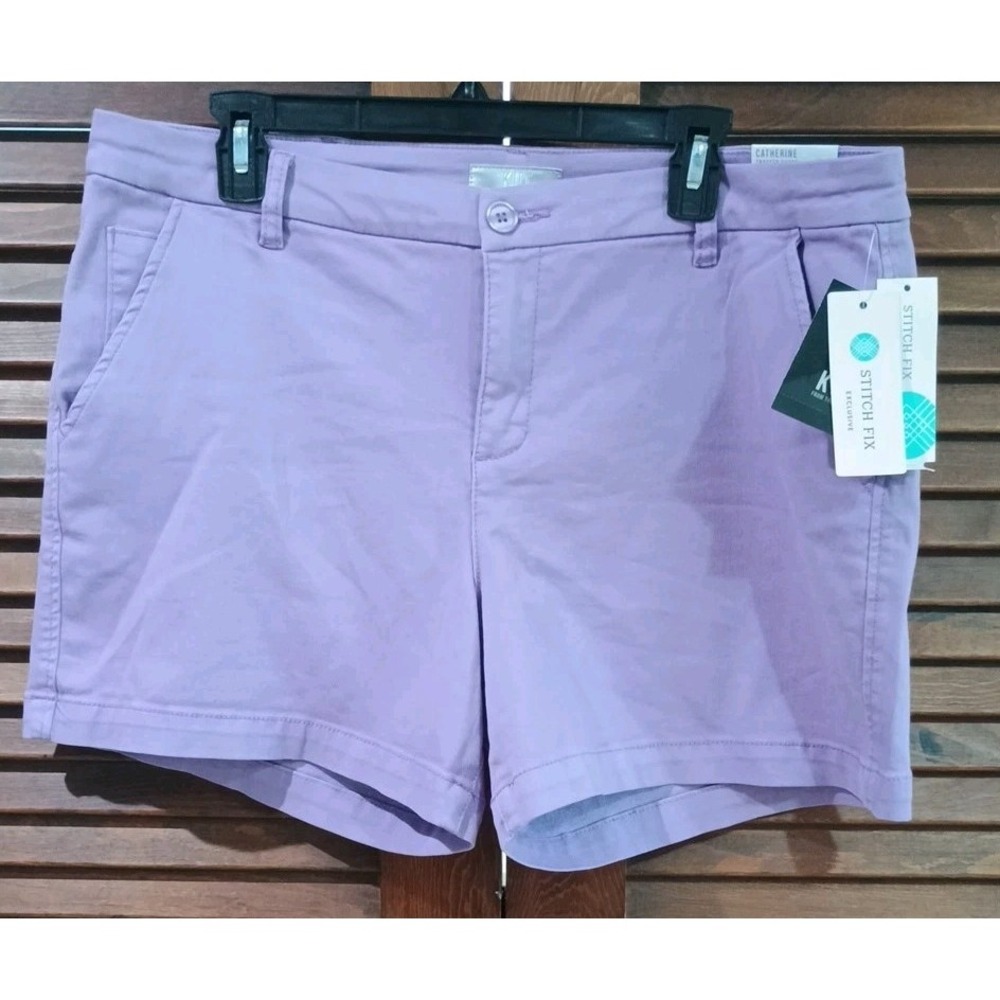 Kut From The Kloth Women Light Purple Mid-Rise Catherine Trouser Twill Short NWT